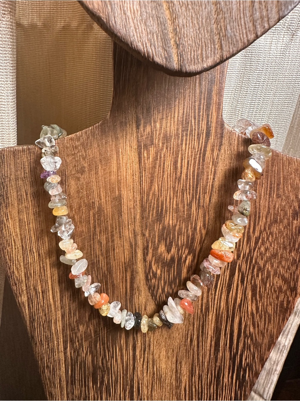 Mixed Crystal Chips Necklace with Toggle Clasp